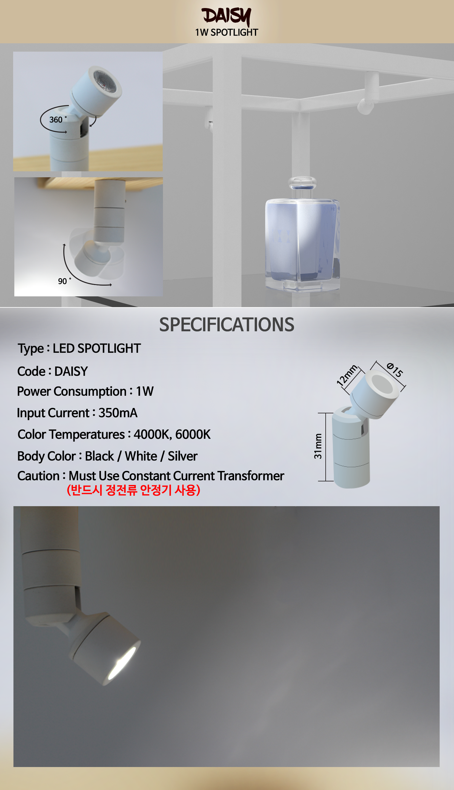 LED Spot Lighting for Showcase