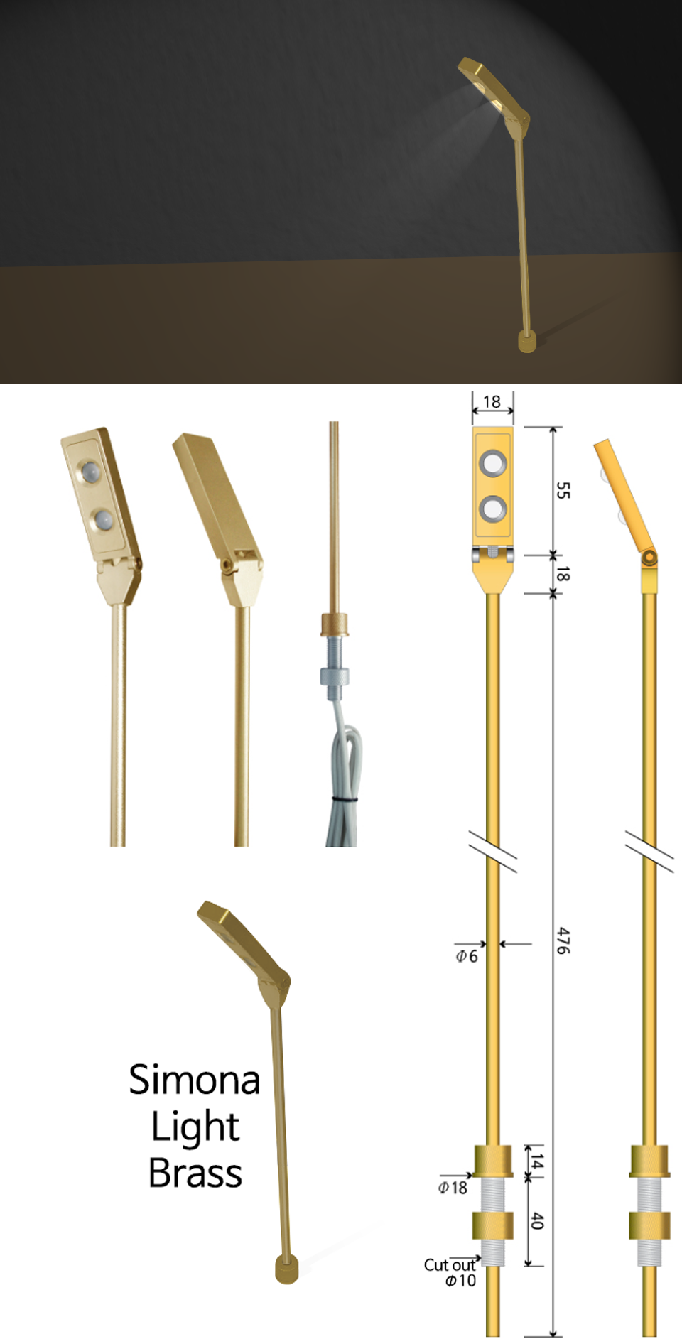 LED Spotlight for Showcase Simona Light Brass