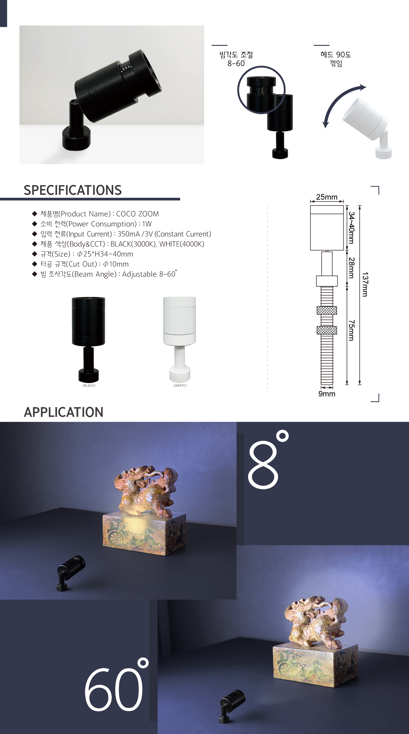 coco zoom 4000K LED small Spotlight for Showcase, showcase lighting